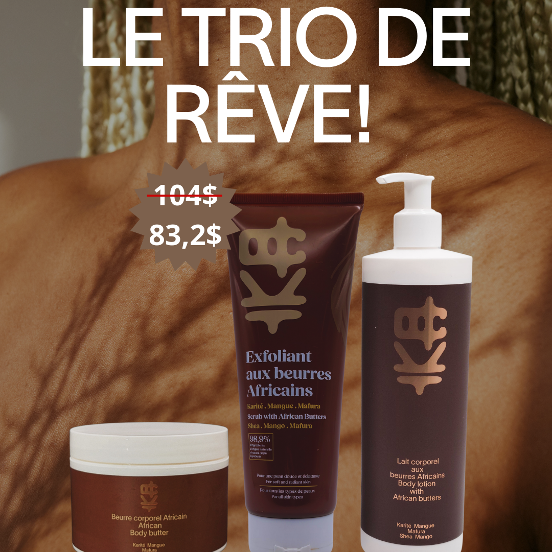 Lait corporel + beurre corporel + exfoliant - Trio (hydratation intense)
